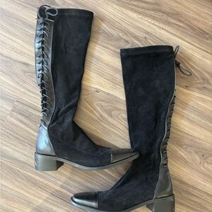 Black Knee-High Lace-Up Boots